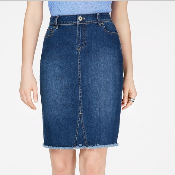 INC International Concepts Dresses & Skirts - INC Raw Edge Plus Size Jean Skirt
